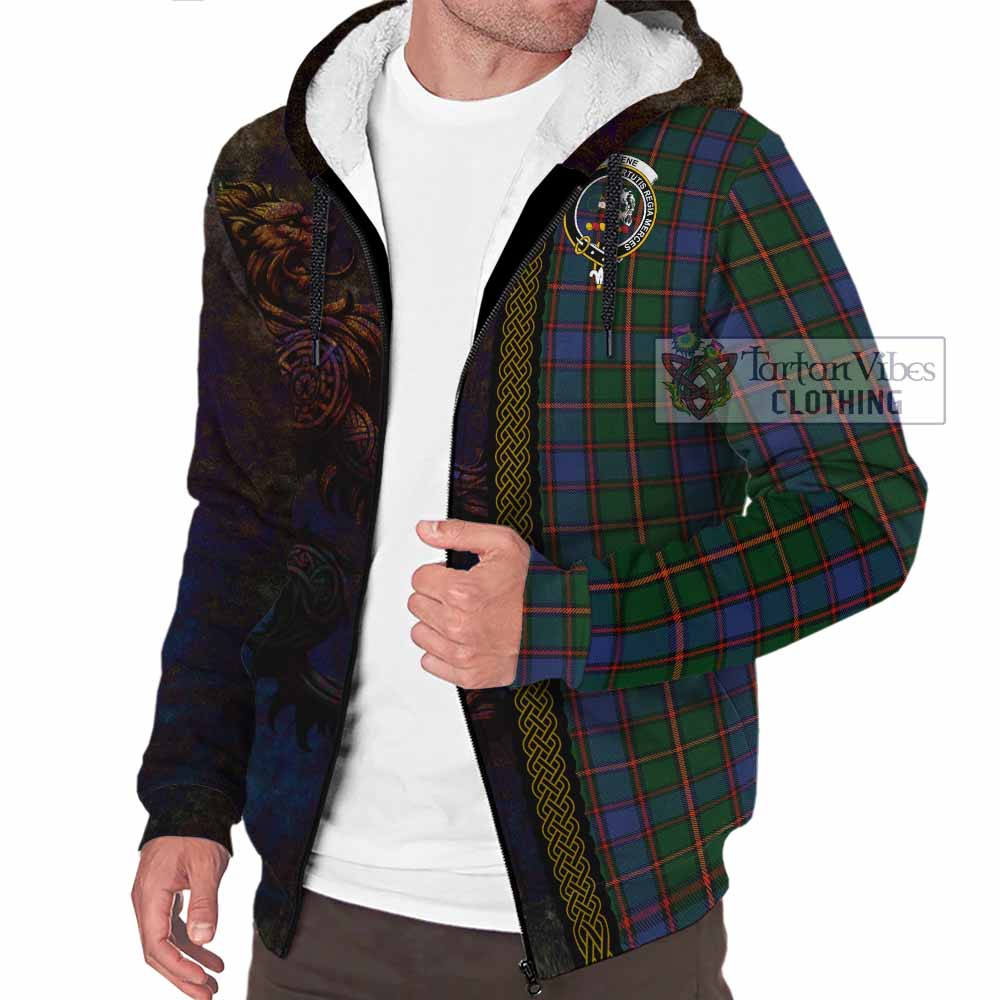 Tartan Vibes Clothing Skene Tartan Family Crest Sherpa Hoodie Alba Gu Brath Be Brave Lion Ancient Style