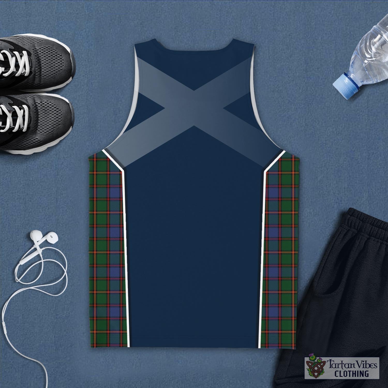 Tartan Vibes Clothing Skene Tartan Men's Tanks Top with Family Crest and Scottish Thistle Vibes Sport Style