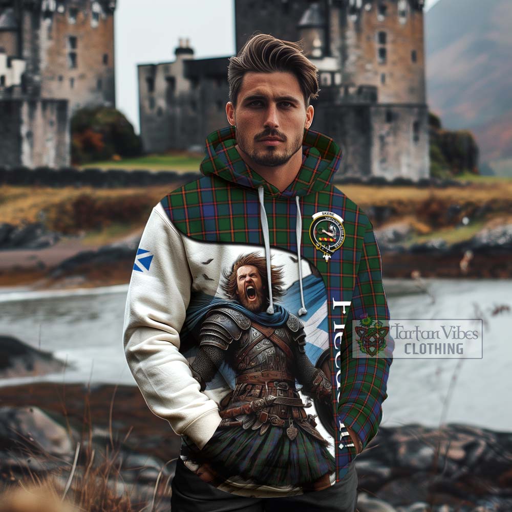 Tartan Vibes Clothing Skene Crest Tartan Cotton Hoodie Inspired by the Freedom of Scottish Warrior