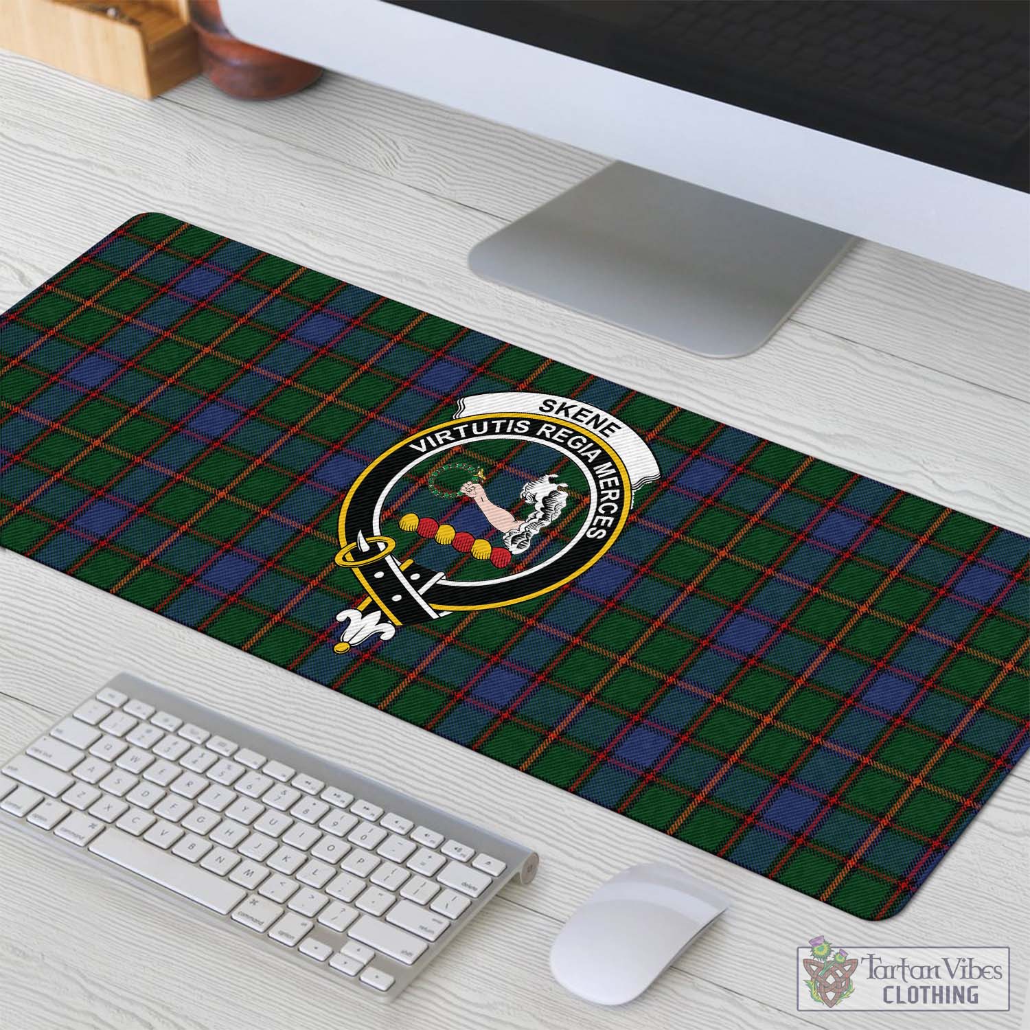 Tartan Vibes Clothing Skene Tartan Mouse Pad with Family Crest