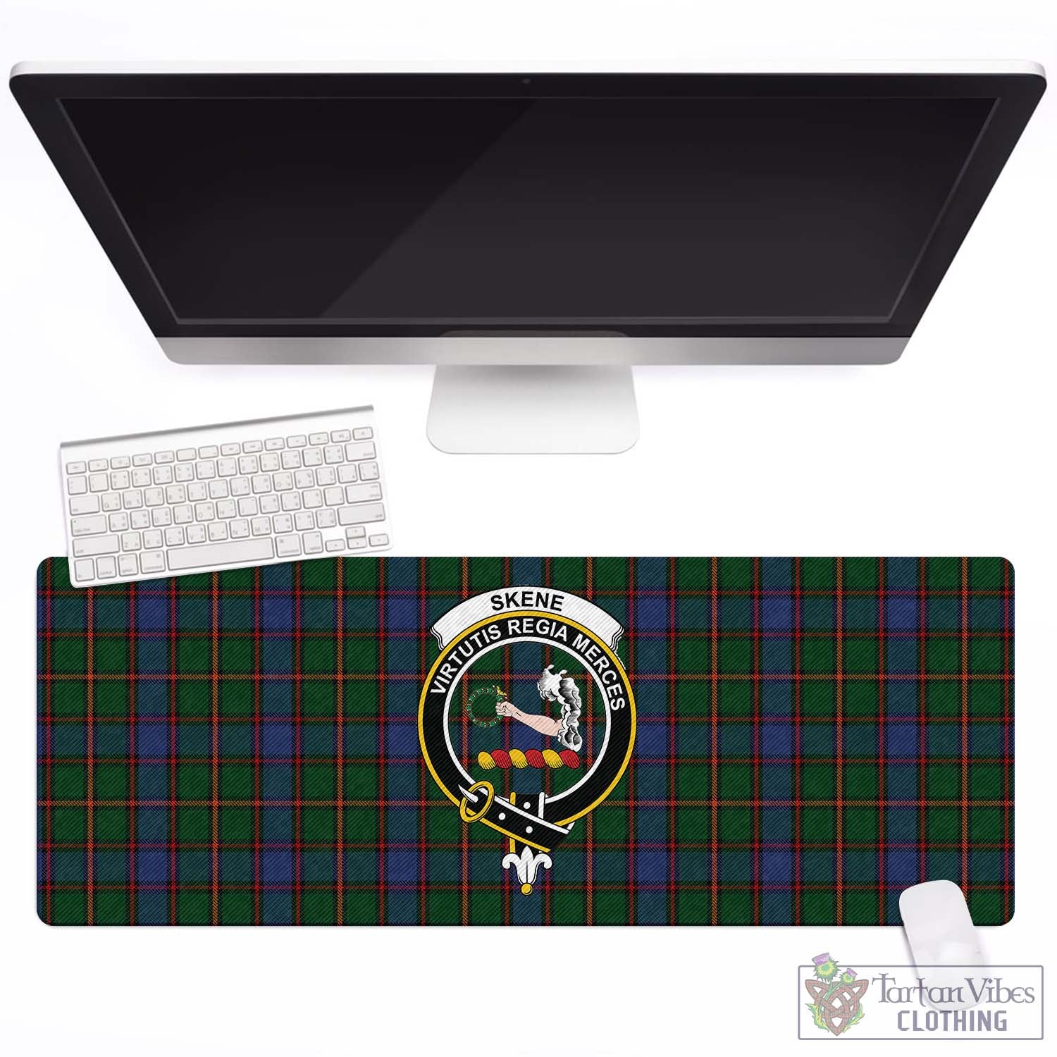 Tartan Vibes Clothing Skene Tartan Mouse Pad with Family Crest