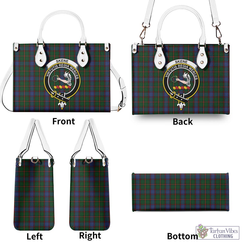 Tartan Vibes Clothing Skene Tartan Luxury Leather Handbags with Family Crest