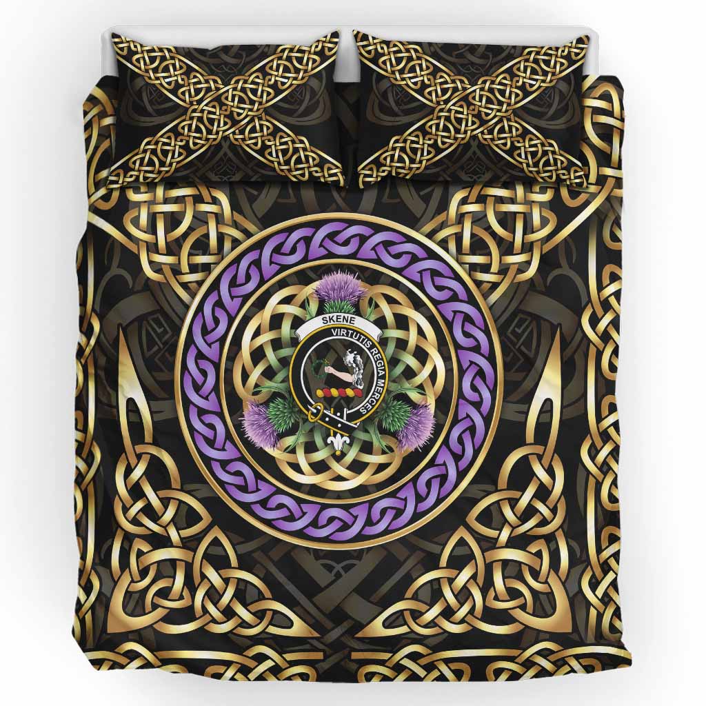 Skene Clan Crest Bedding Set Celtic Scottish Thistle UK Bedding Set UK King 91*87 inch - Tartan Vibes Clothing
