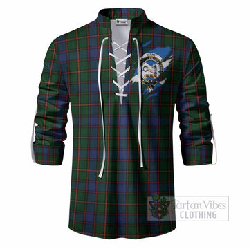 Skene Clan Crest In Me Tartan Ghillie Shirt Scotland Flag Style