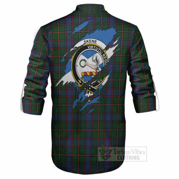Skene Clan Crest In Me Tartan Ghillie Shirt Scotland Flag Style