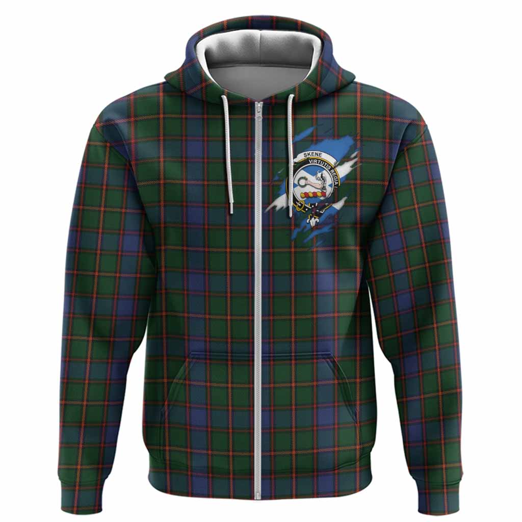 Skene Clan Crest In Me Tartan Hoodie Scotland Flag Style