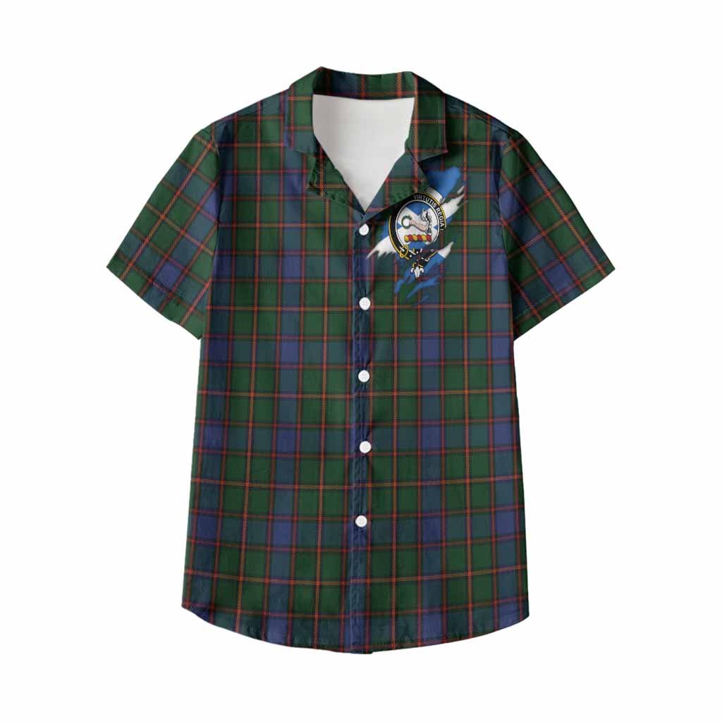 Skene Clan Crest In Me Tartan Kid Hawaiian Shirt Scotland Flag Style