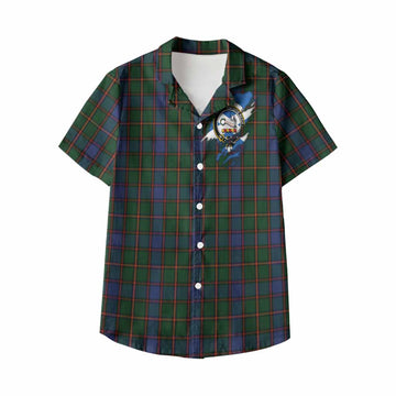Skene Clan Crest In Me Tartan Kid Hawaiian Shirt Scotland Flag Style