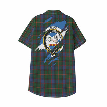 Skene Clan Crest In Me Tartan Kid Hawaiian Shirt Scotland Flag Style