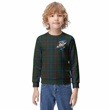 Skene Clan Crest In Me Tartan Kid Knitted Sweatshirt Scotland Flag Style