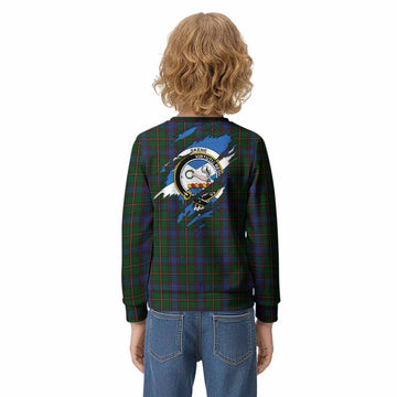 Skene Clan Crest In Me Tartan Kid Knitted Sweatshirt Scotland Flag Style