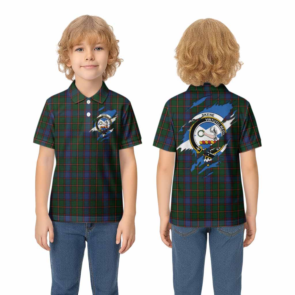 Skene Clan Crest In Me Tartan Kid Polo Shirt Scotland Flag Style