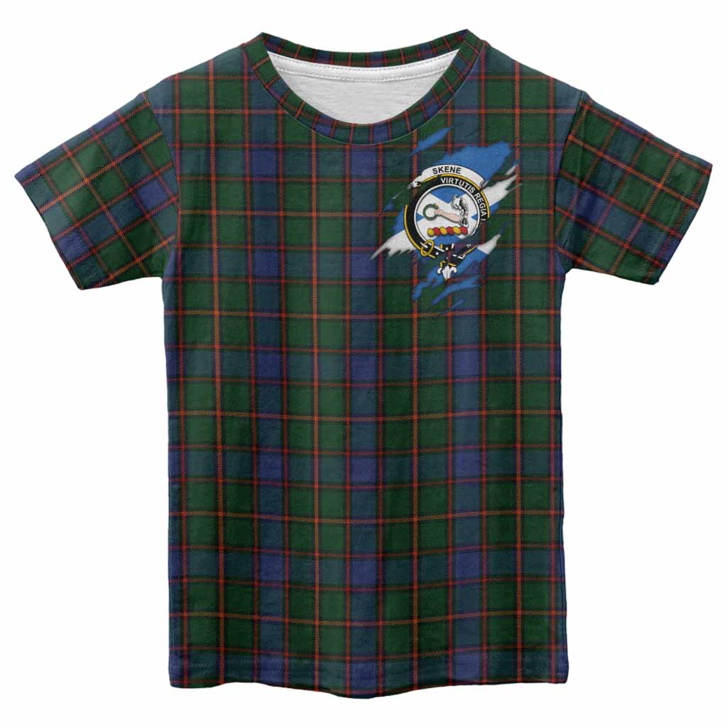 Skene Clan Crest In Me Tartan Kid T-shirt Scotland Flag Style