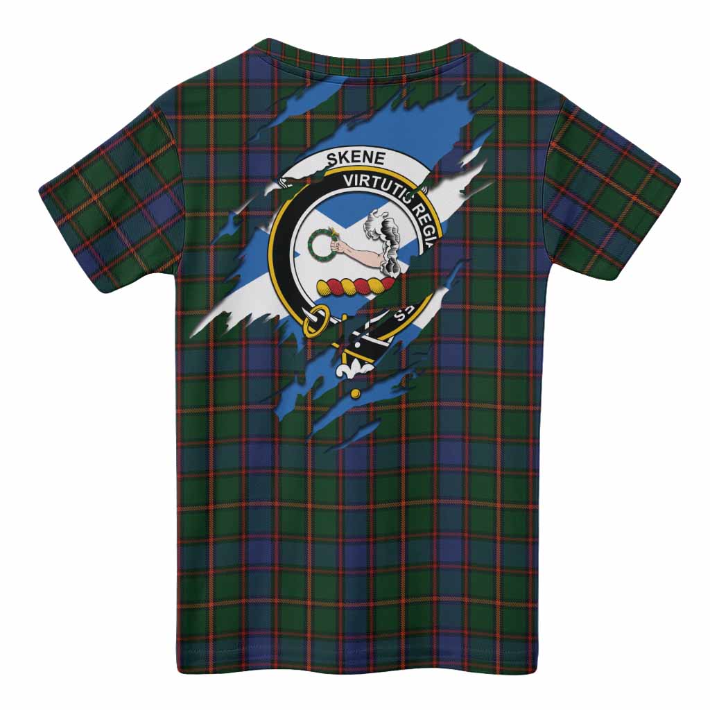 Skene Clan Crest In Me Tartan Kid T-shirt Scotland Flag Style
