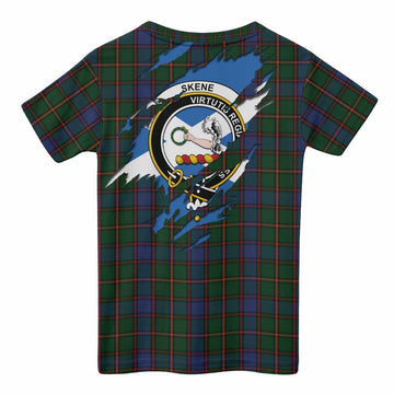 Skene Clan Crest In Me Tartan Kid T-shirt Scotland Flag Style