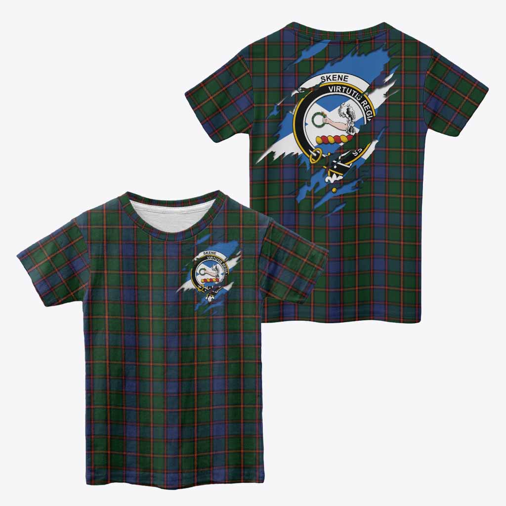 Skene Clan Crest In Me Tartan Kid T-shirt Scotland Flag Style