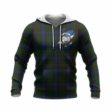 Skene Clan Crest In Me Tartan Knitted Hoodie Scotland Flag Style