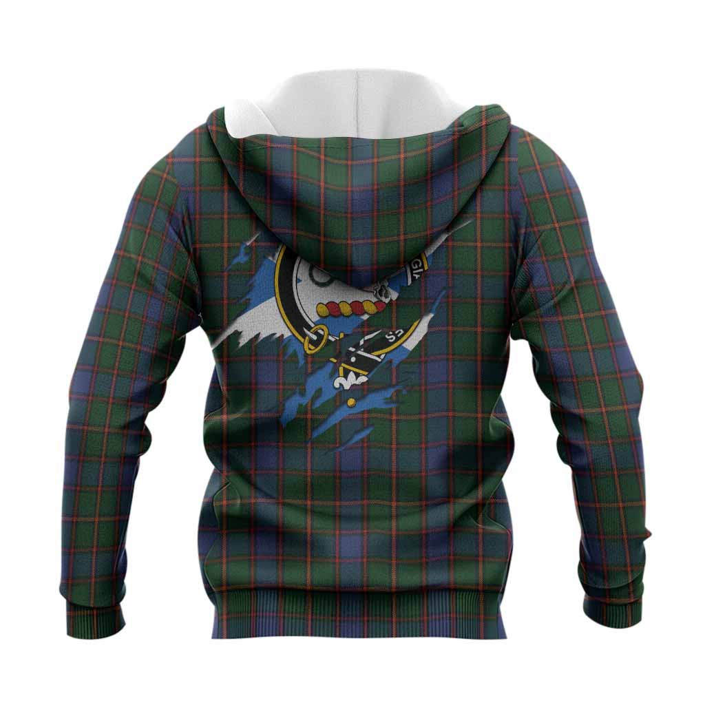 Skene Clan Crest In Me Tartan Knitted Hoodie Scotland Flag Style