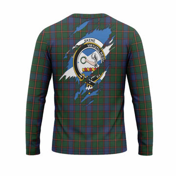 Skene Clan Crest In Me Tartan Long Sleeve T-Shirt Scotland Flag Style