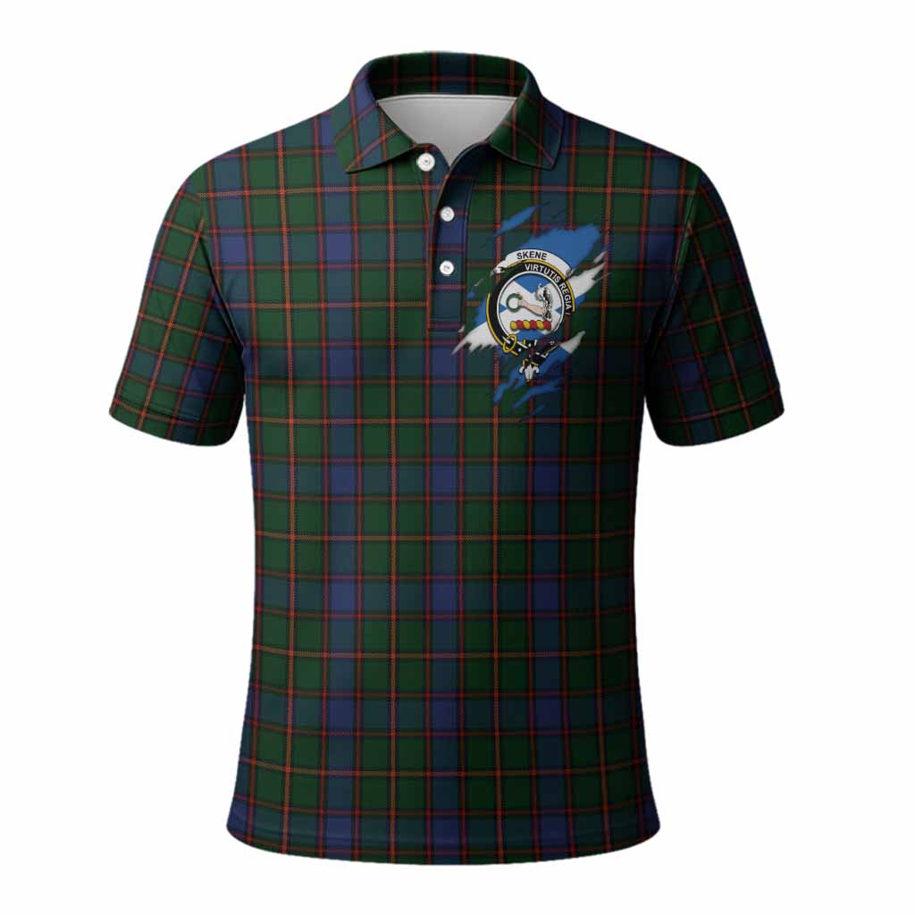 Skene Clan Crest In Me Tartan Polo Shirt Scotland Flag Style