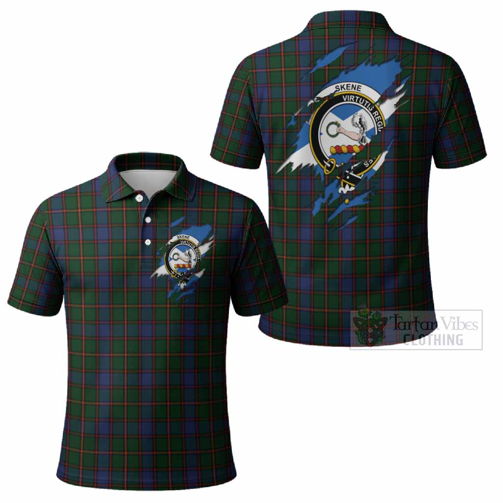 Skene Clan Crest In Me Tartan Polo Shirt Scotland Flag Style