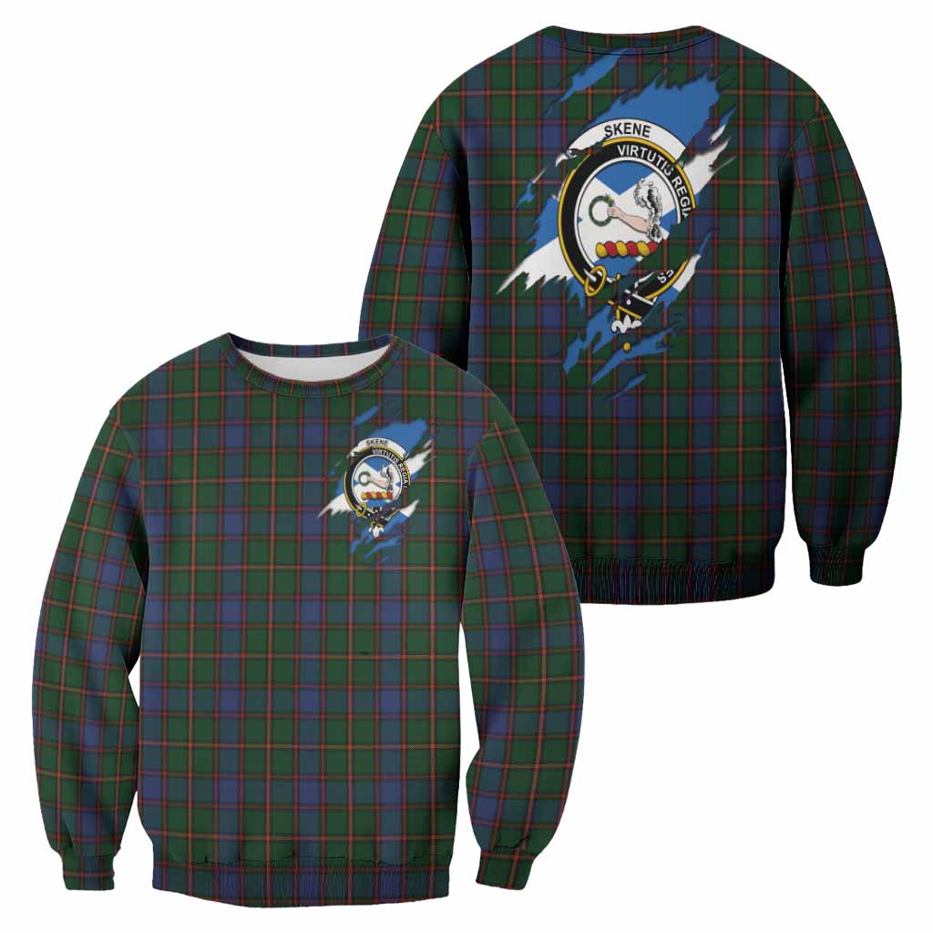 Skene Clan Crest In Me Tartan Sweatshirt Scotland Flag Style