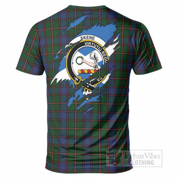 Skene Clan Crest In Me Tartan T-Shirt Scotland Flag Style