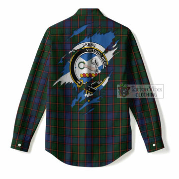 Skene Clan Crest In Me Tartan Women Casual Shirt Scotland Flag Style