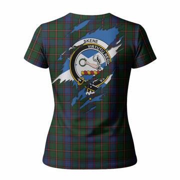 Skene Clan Crest In Me Tartan Women T shirt Scotland Flag Style
