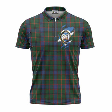 Skene Clan Crest In Me Tartan Zipper Polo Shirt Scotland Flag Style