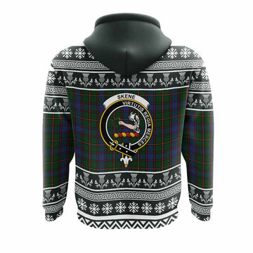 Skene Clan Tartan Christmas Hoodie with Family Crest