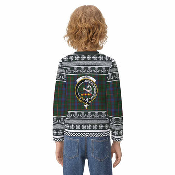 Skene Clan Tartan Christmas Kid Ugly Sweatshirt with Family Crest