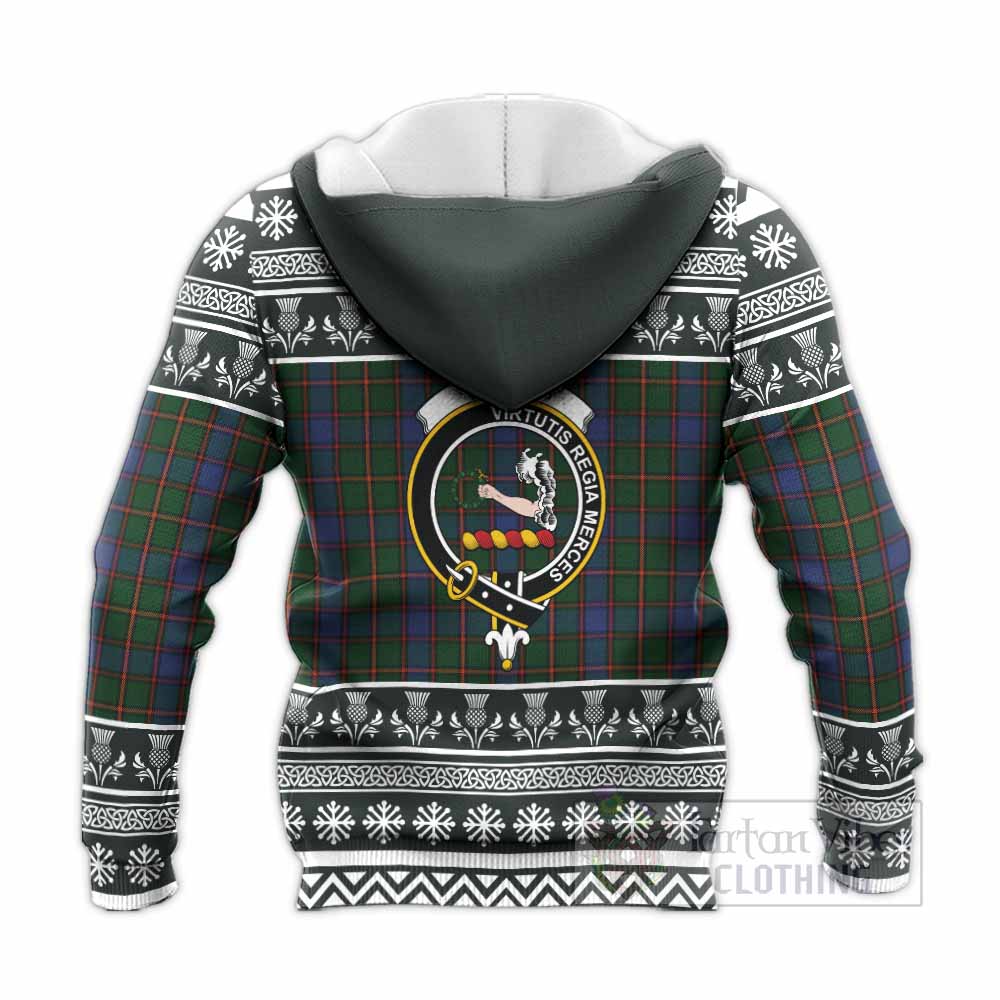 Skene Clan Tartan Christmas Knitted Hoodie with Family Crest - Tartan Vibes Clothing