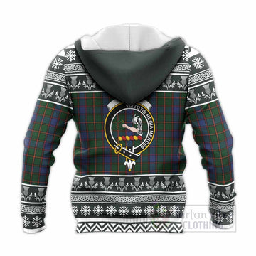 Skene Clan Tartan Christmas Knitted Hoodie with Family Crest