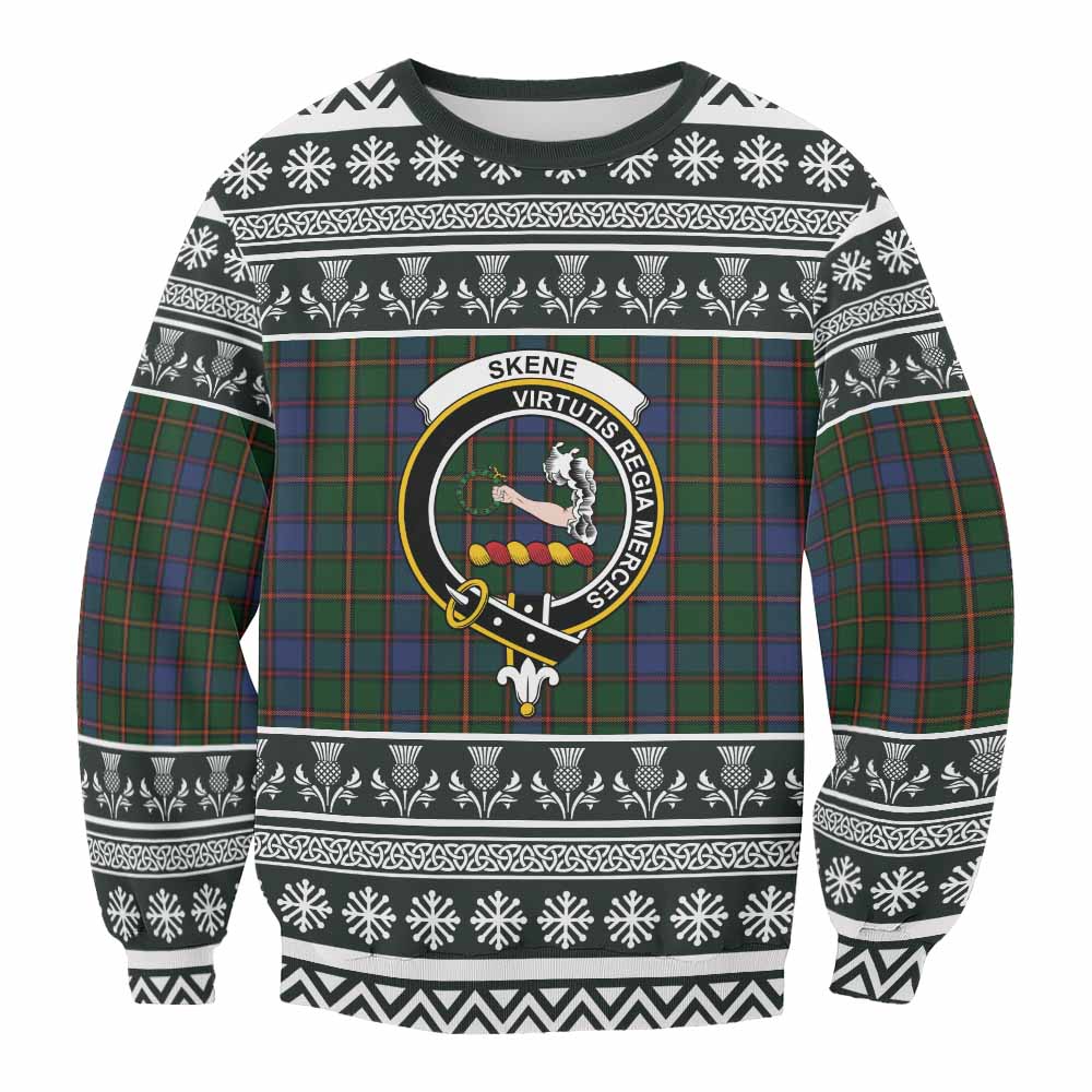 Skene Clan Tartan Christmas Sweatshirt with Family Crest - Tartan Vibes Clothing