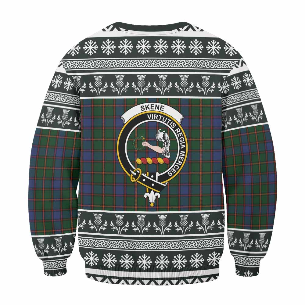 Skene Clan Tartan Christmas Sweatshirt with Family Crest - Tartan Vibes Clothing