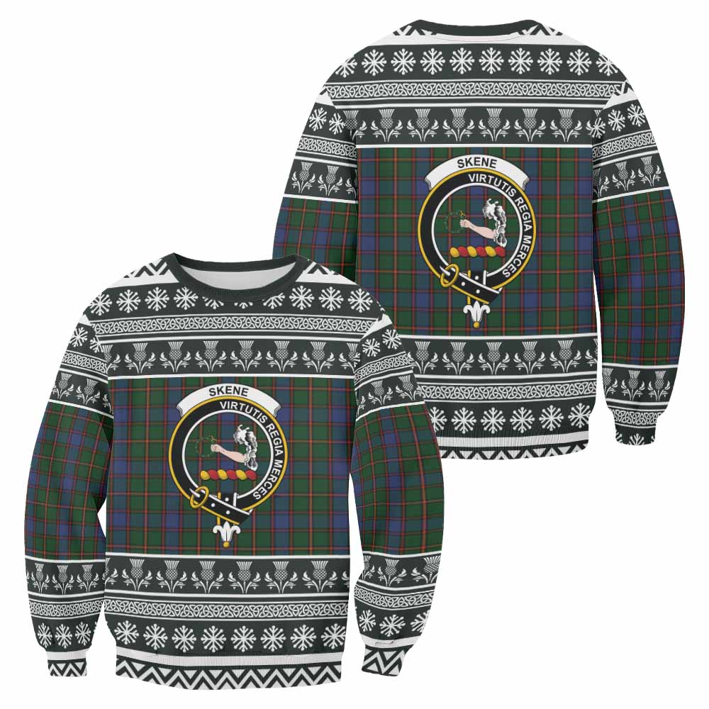 Skene Clan Tartan Christmas Sweatshirt with Family Crest - Tartan Vibes Clothing