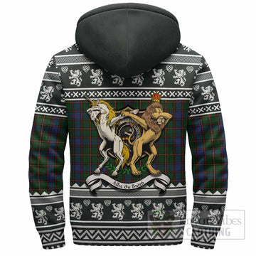 Skene Clan Tartan Crest Christmas Fleece Hoodie Coat of Arms Funny Style