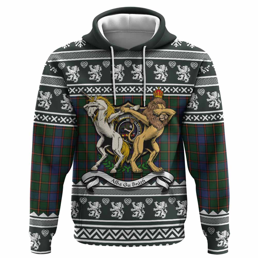 Skene Clan Tartan Crest Christmas Hoodie Coat of Arms Funny Style - Tartan Vibes Clothing