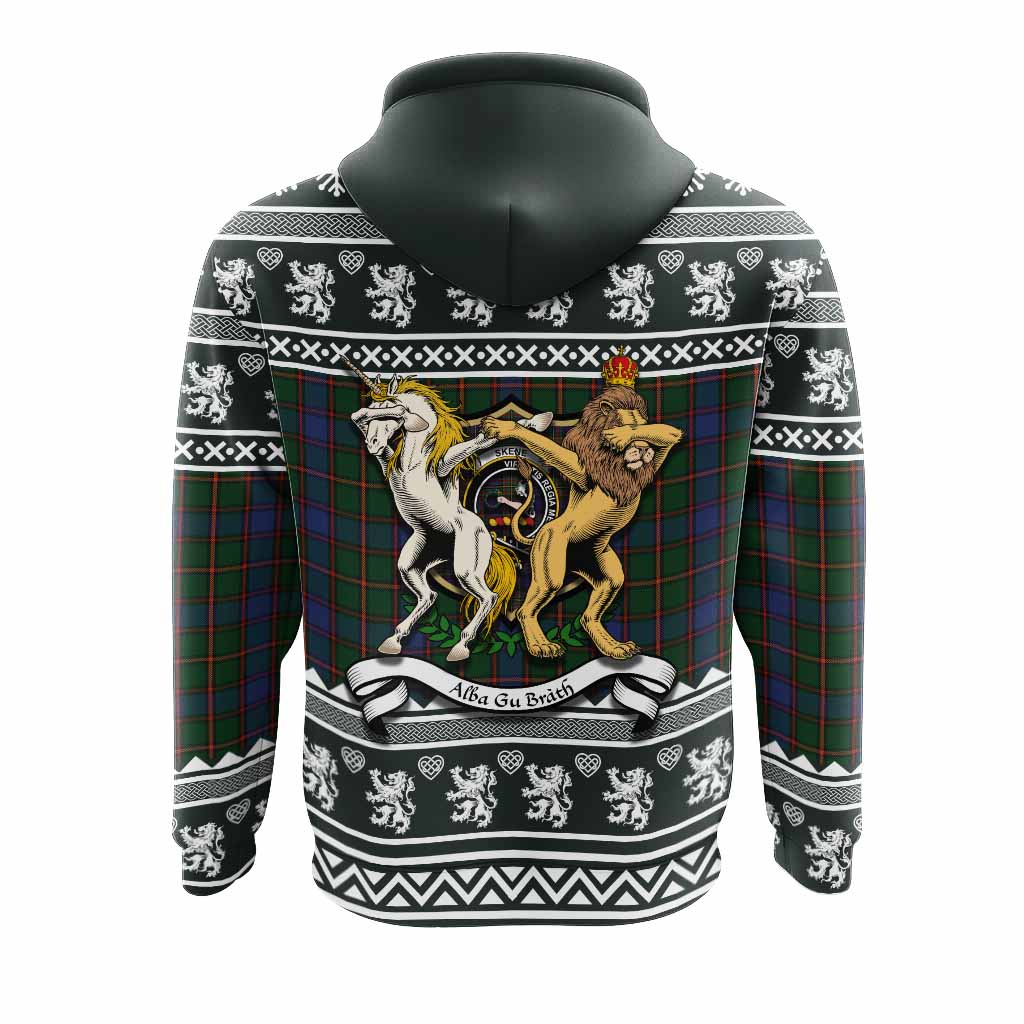 Skene Clan Tartan Crest Christmas Hoodie Coat of Arms Funny Style - Tartan Vibes Clothing