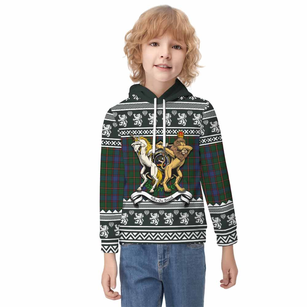 Skene Clan Tartan Crest Christmas Kid Hoodie Coat of Arms Funny Style - Tartan Vibes Clothing