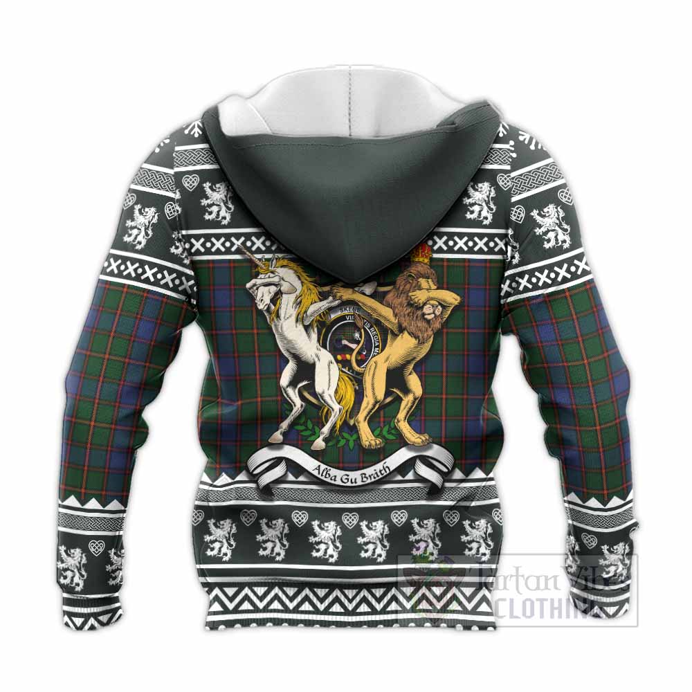 Skene Clan Tartan Crest Christmas Knitted Hoodie Coat of Arms Funny Style - Tartan Vibes Clothing