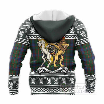Skene Clan Tartan Crest Christmas Knitted Hoodie Coat of Arms Funny Style