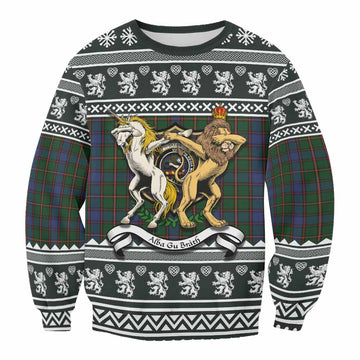 Skene Clan Tartan Crest Christmas Sweatshirt Coat of Arms Funny Style