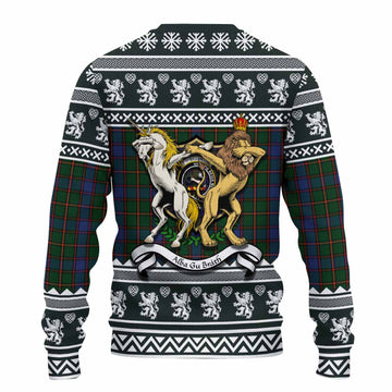 Skene Clan Tartan Crest Christmas Ugly Sweater Coat of Arms Funny Style