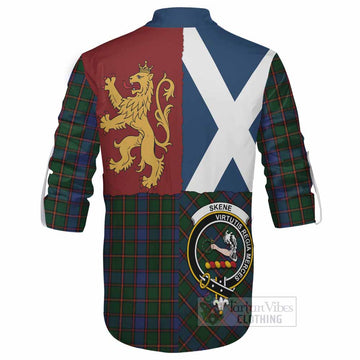 Skene Crest Tartan Ghillie Shirt with Lion Rampant Saltire Style