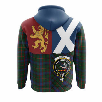 Skene Crest Tartan Hoodie with Lion Rampant Saltire Style