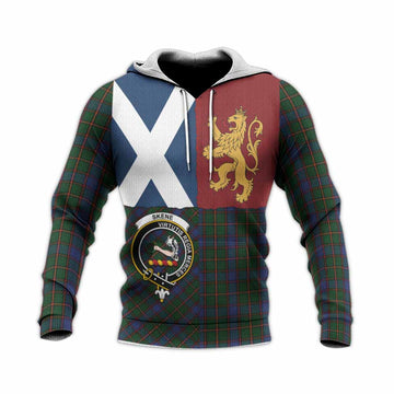 Skene Crest Tartan Knitted Hoodie with Lion Rampant Saltire Style