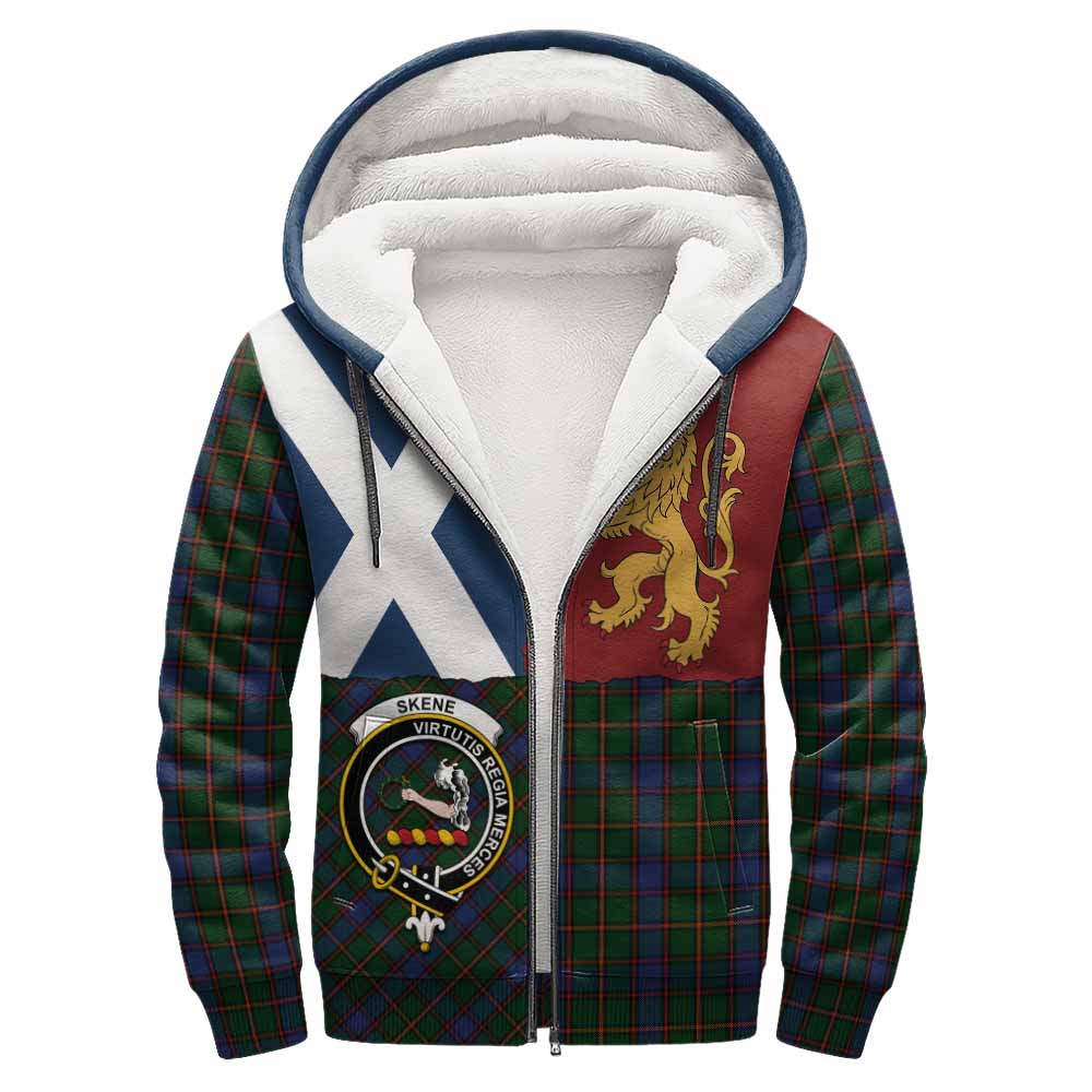 Skene Crest Tartan Sherpa Hoodie with Lion Rampant Saltire Style
