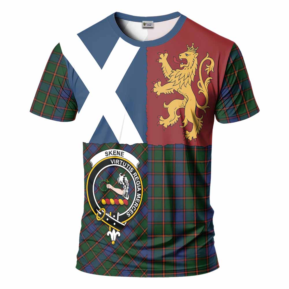 Skene Crest Tartan T-Shirt with Lion Rampant Saltire Style